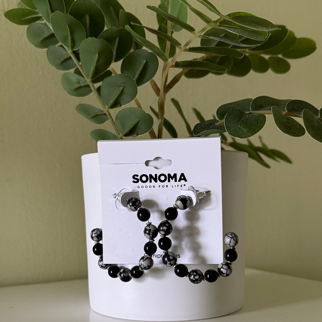 Sonoma Black And Silver Hoop Earrings 12$